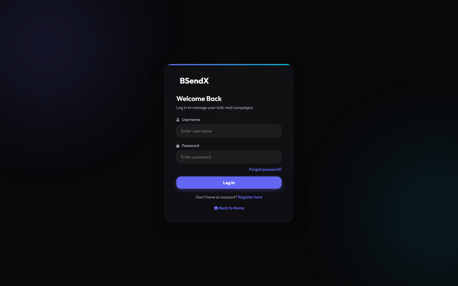 BSendX login form