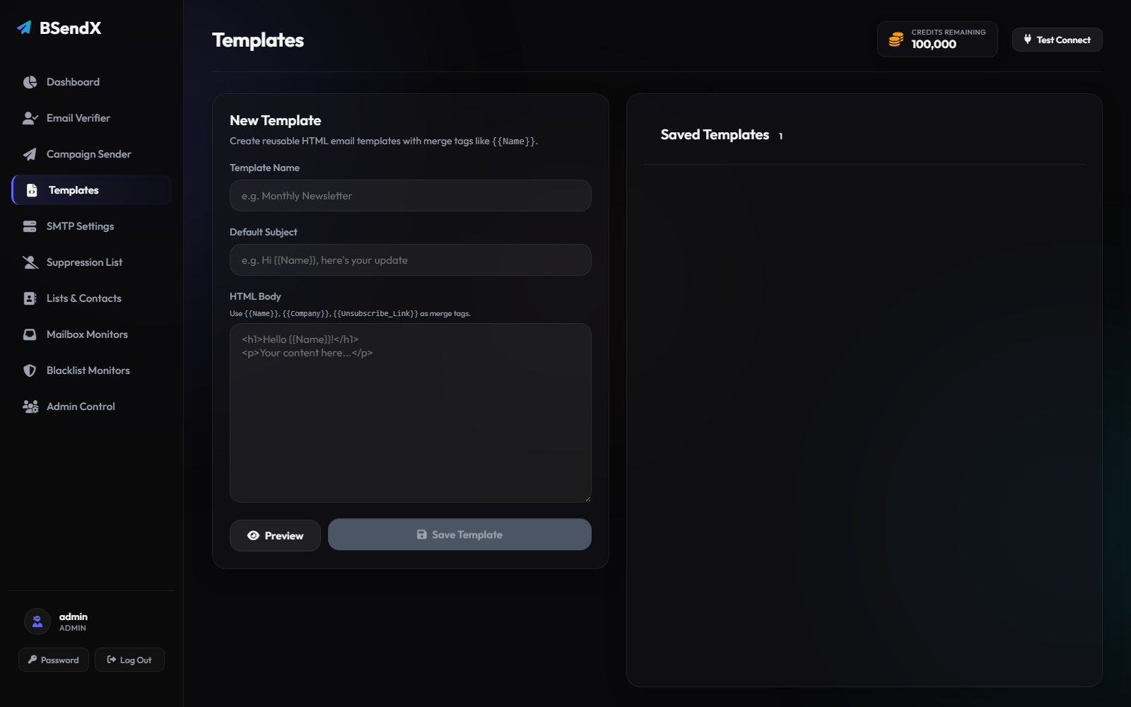 BSendX template editor